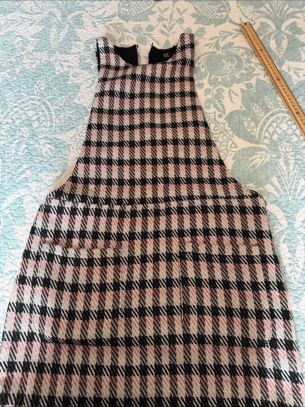 Zara Plaid Sleeveless Mini overall dress in Pink and Black